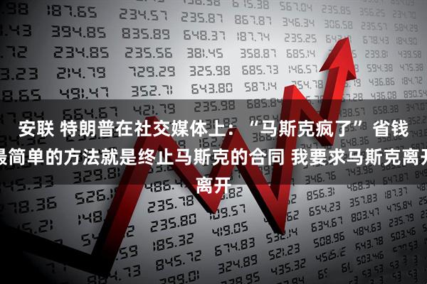 安联 特朗普在社交媒体上：“马斯克疯了” 省钱最简单的方法就是终止马斯克的合同 我要求马斯克离开