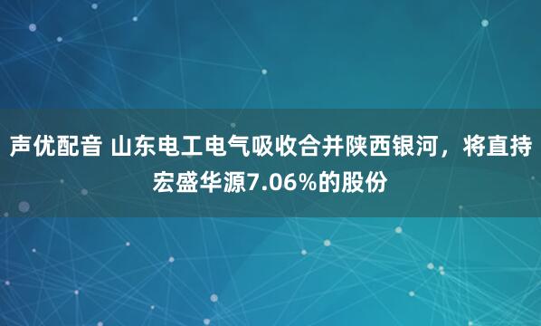 声优配音 山东电工电气吸收合并陕西银河，将直持宏盛华源7.06%的股份