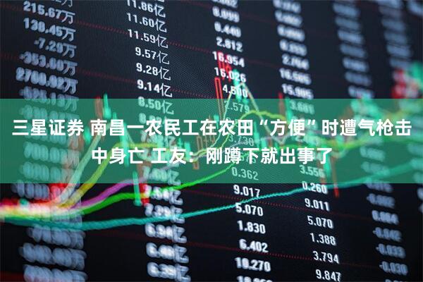 三星证券 南昌一农民工在农田“方便”时遭气枪击中身亡 工友：刚蹲下就出事了